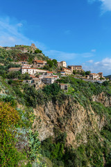 Fototapeta na wymiar View of the famous mountain village Savoca in Sicily, Italy