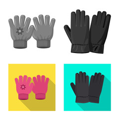 Isolated object of glove and winter logo. Set of glove and equipment vector icon for stock.