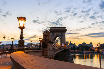 Chain Bridge in Hungary Budapest at sunrise