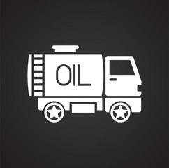 Oil delivery icon on black background for graphic and web design, Modern simple vector sign. Internet concept. Trendy symbol for website design web button or mobile app