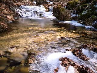 Frozen river at spring