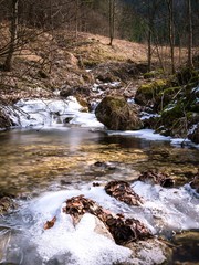 Frozen river at spring
