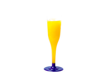 Glass of glass with a dark drink on a white background, isolated