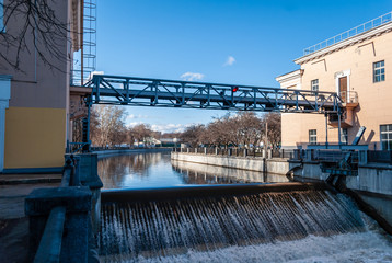 Water gateway at Yauza river in Moscow