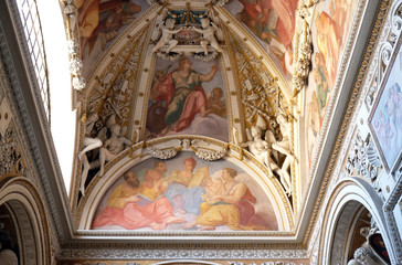 Obraz premium Saint John the Evangelist fresco in the Theodoli chapel by Giulio Mazzoni, Church of Santa Maria del Popolo, Rome, Italy 