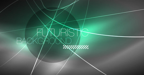 Digital technology abstract background - neon geometric design. Abstract glowing lines. Colorful techno background. Futuristic shape.