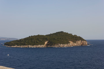 Fototapeta na wymiar DUBROVNIK, CROATIA - AUGUST 22 2017: View from Dubrovnik of Lokrum island, natural reserve