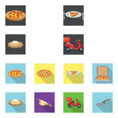Vector illustration of pizza and food symbol. Set of pizza and italy stock symbol for web.
