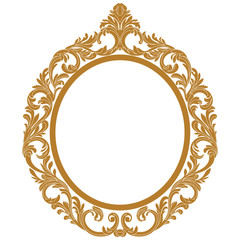 Golden vintage oval graphical frame in antique style. Vector.