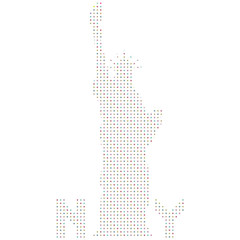 Statue of freedom, made in the technique of optical effects. Letters NY.  Vector illustration isolated on white background.