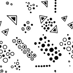 Seamless vector pattern. geometrical background with hand drawn decorative tribal elements. Print with ethnic, folk, traditional motifs. Graphic geometric illustration for wrapping, wallpaper, fabric