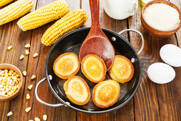 Corn pancake on the table