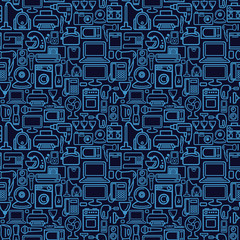 Seamless pattern of outline home appliances icons
