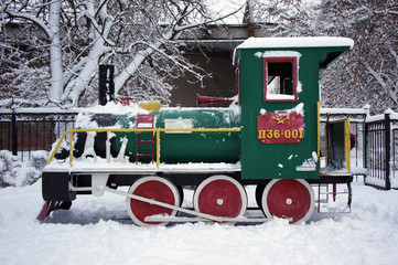 steam locomotive in winter