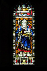 Saint Columbanus on the stained glass of All Saints' Anglican Church, Rome, Italy 