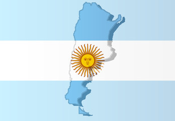 Graphic illustration of an Argentinan flag with a contour of its borders