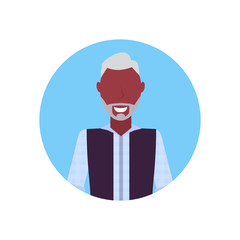 senior man happy african american grandfather face avatar male cartoon character portrait flat isolated