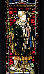 Saint Thomas Becket (from Canterbury) on the stained glass of All Saints' Anglican Church, Rome, Italy 