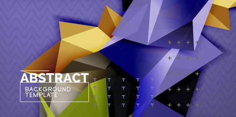 Vector triangular 3d geometric shapes background, modern poster design