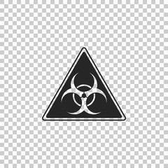 Triangle sign with Biohazard symbol icon isolated on transparent background. Flat design. Vector Illustration