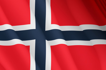 Fototapeta premium Illustration of a flying Norwegian flag