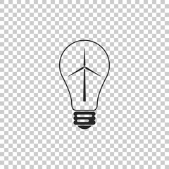 Light bulb with a wind turbines as idea of eco-friendly source of energy icon isolated on transparent background. Flat design. Vector Illustration