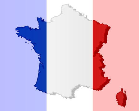 Graphic illustration of a French flag with a contour of its borders
