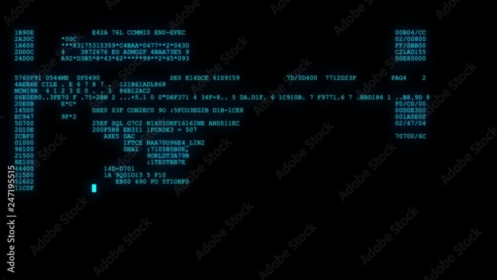 Wall mural encrypted fast long scrolling programming security hacking code data flow stream on blue display new
