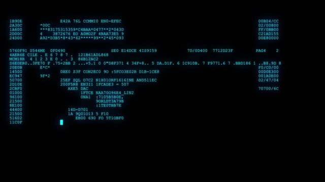 encrypted fast long scrolling programming security hacking code data flow stream on blue display new quality numbers letters coding techno joyful video 4k stock footage