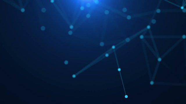 Blue network connected structure. Computer generated abstract digital seamless loop