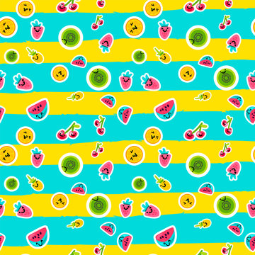 Fruits color seamless vector pattern