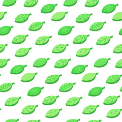 Green stylized leaves color seamless vector pattern