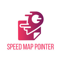 Speed map pointer lettering vector icon design