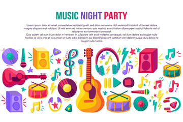 Music night party invitation poster vector template