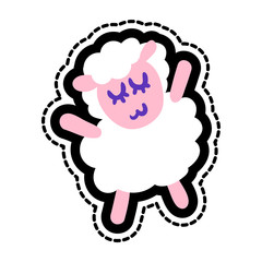 Sheep stitched frame illustration