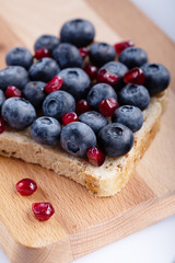 Fresh delicious homemade Sandwich with berry fruits