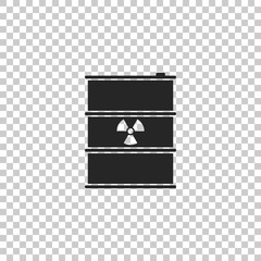 Radioactive waste in barrel icon isolated on transparent background. Toxic refuse keg. Radioactive garbage emissions, environmental pollution, danger of ecological disaster. FVector Illustration