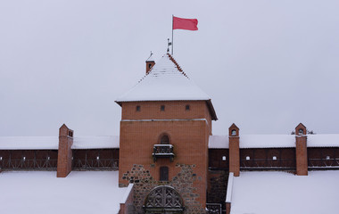 Winter break castle in winter background
