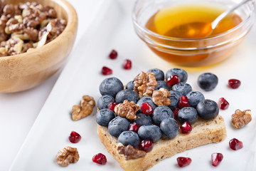 Fresh delicious homemade Sandwich with berry fruits