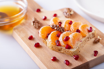 Fresh delicious homemade Sandwich with berry fruits