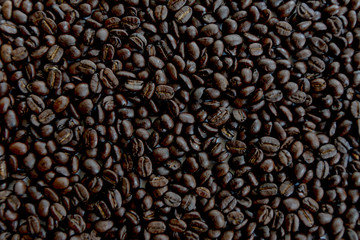 Coffee Beans Background Close Up,many roasted coffee beans.