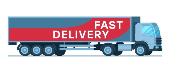 Big Grey Fast Delivery Shipping Company Truck