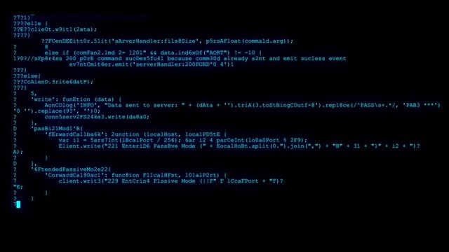 encrypted fast long scrolling programming security hacking code data flow stream on blue display new quality numbers letters coding techno joyful video 4k stock footage