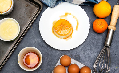 algerian homemade vanilla caramel custard desert, flan