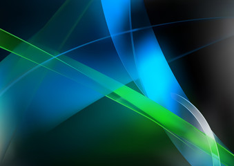 Glowing streaks on Dark Background - Semitransparent Overlapping Stripes in Abstract Illustration, Vector