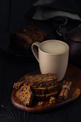still life with a cupcake and tea with milk