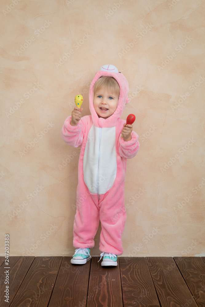 Canvas Prints funny kid wearing easter bunny