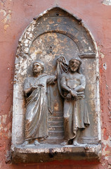 Fototapeta na wymiar Ecce Homo, bass relief in Basilica of Saint Sylvester the First (San Silvestro in Capite) in Rome, Italy 