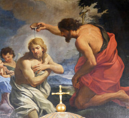 The Baptism of Christ in Chapel of St John the Baptist, Basilica di Sant Andrea delle Fratte, Rome,...