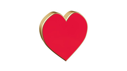Fototapeta premium Golden heart on white background. Valentine's symbol. 3d rendering of heart from gold